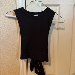 Princess Polly Black Tie Front Fitted Tank Top